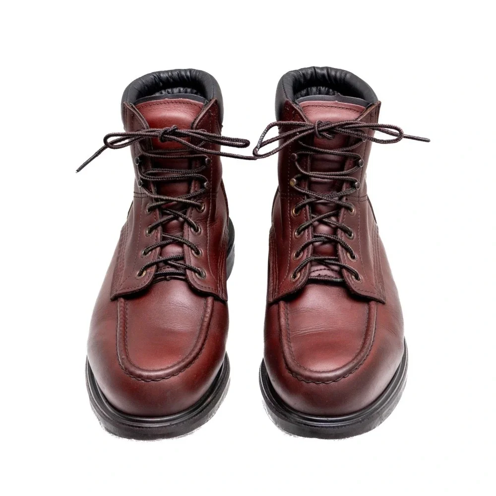 Red Wing Moc Toe Boots Burgundy 202 SUPERSOLE 6-INCH‎ SOFT TOE Men's US 10.5